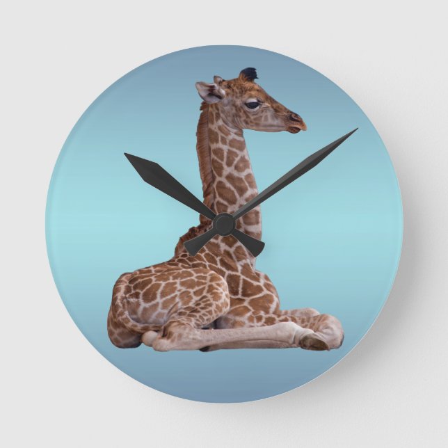 Baby Giraffe Clock (Sky Blue Mix) (Front)