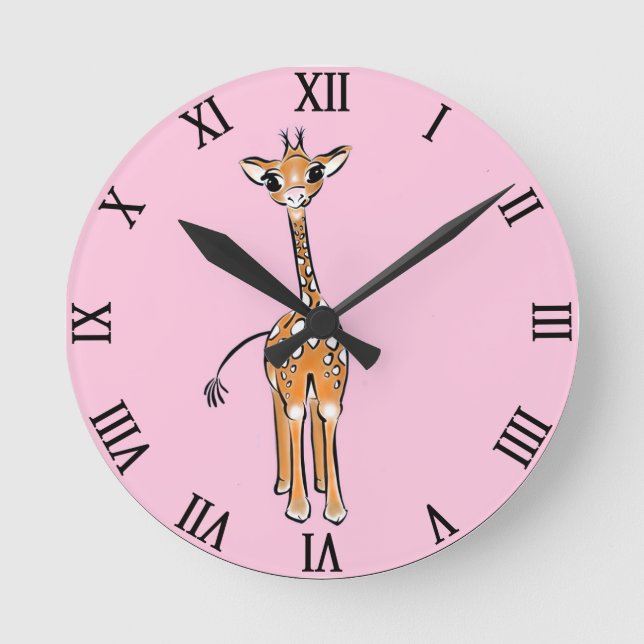 Baby Giraffe drawing Round Clock (Front)