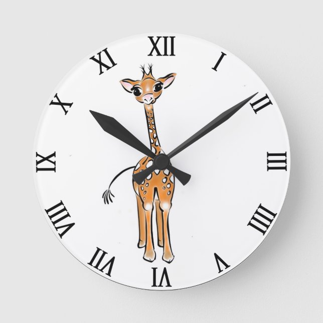 Baby Giraffe drawing Round Clock (Front)
