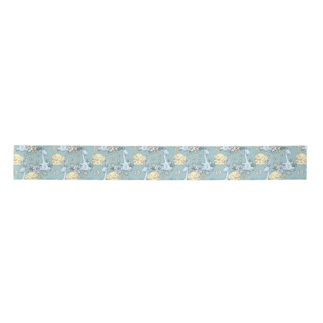 Baby Giraffe & Elephant  Satin Ribbon (Front)
