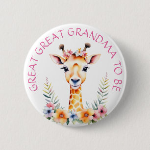 Baby Giraffe Floral, Grandma to be   Baby Shower 6 Cm Round Badge