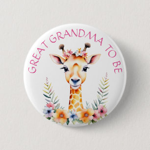 Baby Giraffe Floral, Grandma to be   Baby Shower 6 Cm Round Badge
