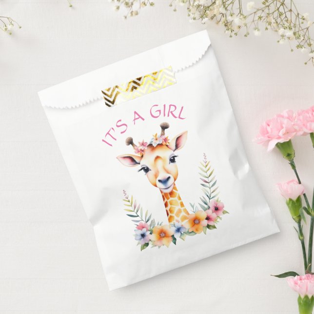 Baby Giraffe Floral, It's a Girl  | Baby Shower Favour Bags (Sealed)