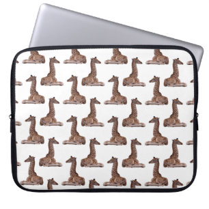 Baby Giraffe Frenzy Laptop Sleeve (White)