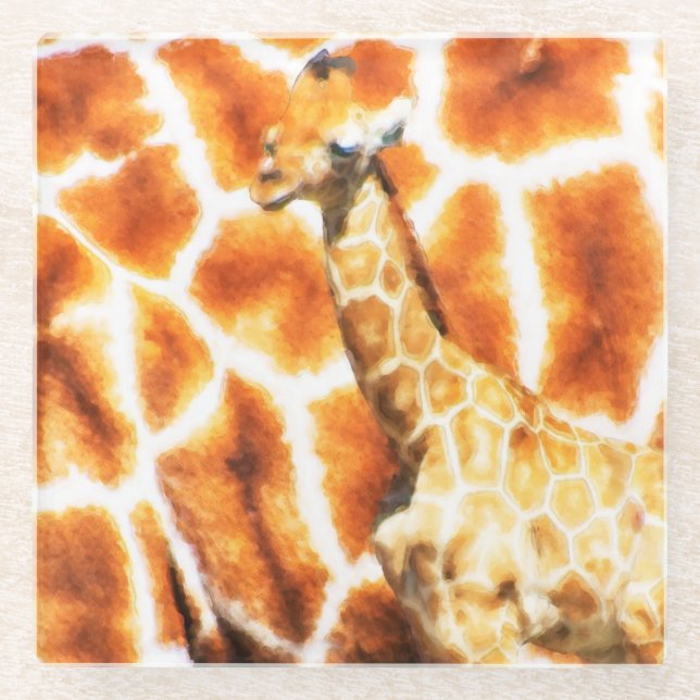 Baby Giraffe Glass Coaster (Front)