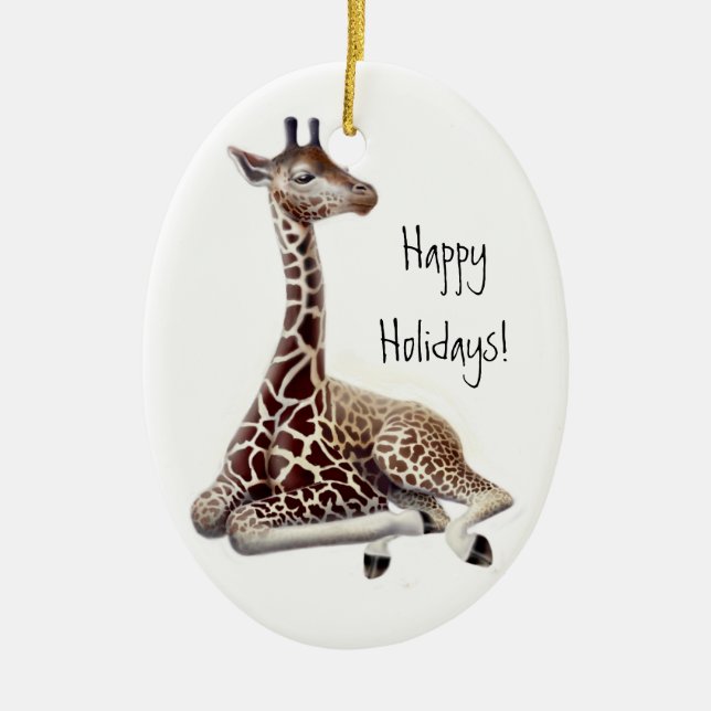 Baby Giraffe Holiday Ornament (Front)