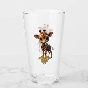 Baby giraffe in steampunk-cartoon glass