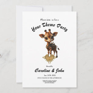 Baby giraffe in steampunk-cartoon  invitation