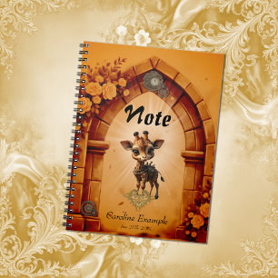 Baby giraffe in steampunk-cartoon  notebook