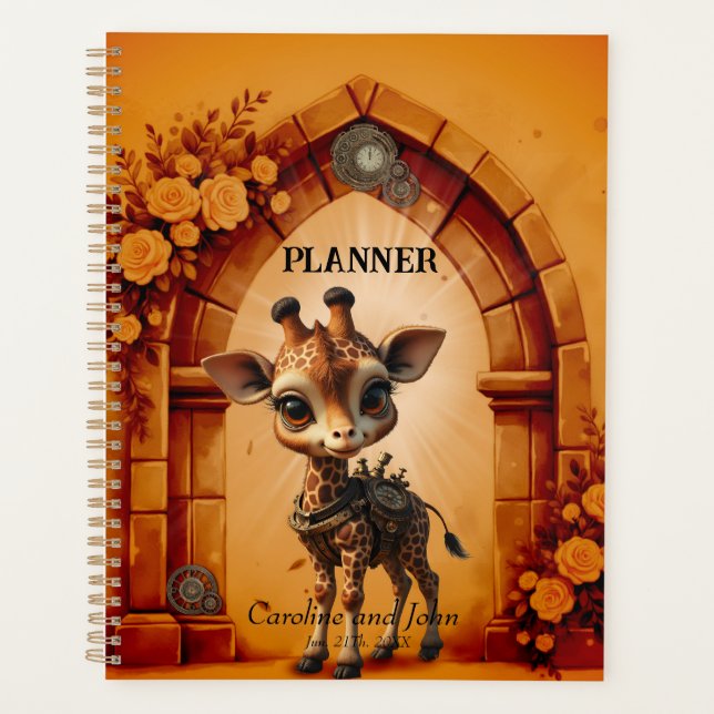 Baby giraffe in steampunk-cartoon  planner (Front)