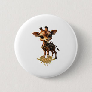 Baby giraffe in steampunk-cartoon style Classic T- 6 Cm Round Badge