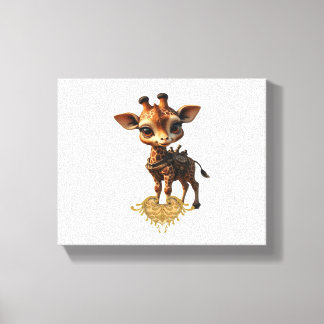 Baby giraffe in steampunk-cartoon style Classic T- Canvas Print