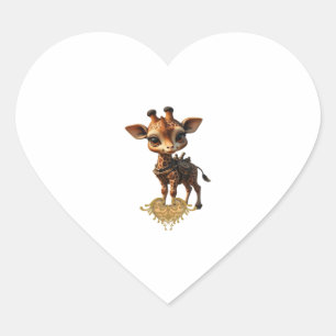 Baby giraffe in steampunk-cartoon style Classic T- Heart Sticker