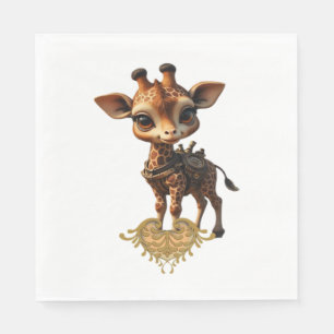 Baby giraffe in steampunk-cartoon style Classic T- Napkin