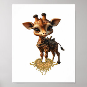 Baby giraffe in steampunk-cartoon style Classic T- Poster