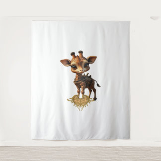 Baby giraffe in steampunk-cartoon style Classic T- Tapestry
