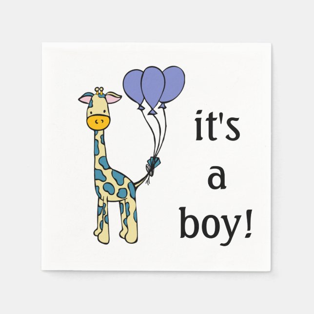 Baby Giraffe - It's a Boy - Baby Shower Napkins (Front)