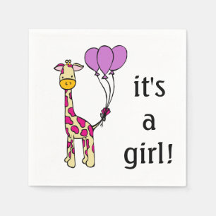Baby Giraffe - It's a Girl - Baby Shower Napkins