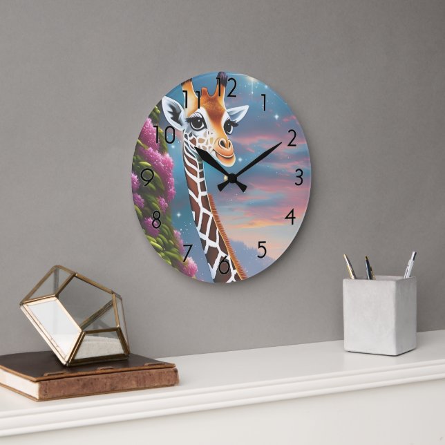 Baby Giraffe Large Clock (Office)