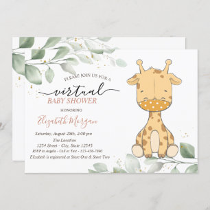 Baby Giraffe Mask Virtual Baby Shower Invitation
