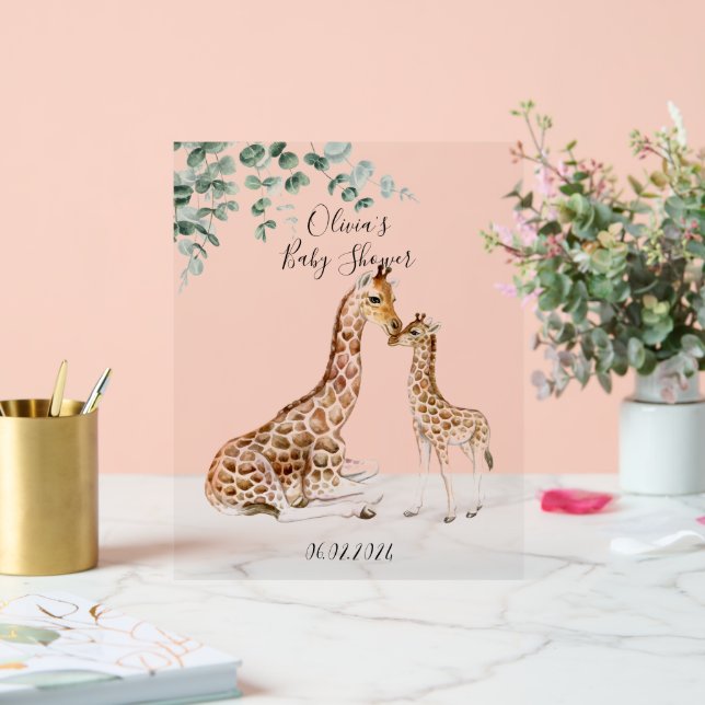BABY GIRAFFE MOMMY GIRAFFE BABY SHOWER ACRYLIC SIGN (Wedding)