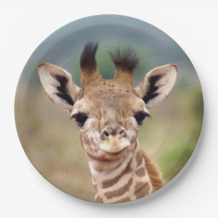 Baby giraffe picture, Kenya, Africa 9" Paper Plate