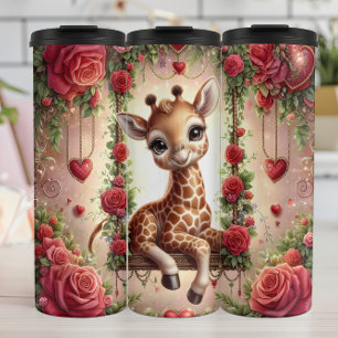 Baby Giraffe Rose Swing Thermal Tumbler