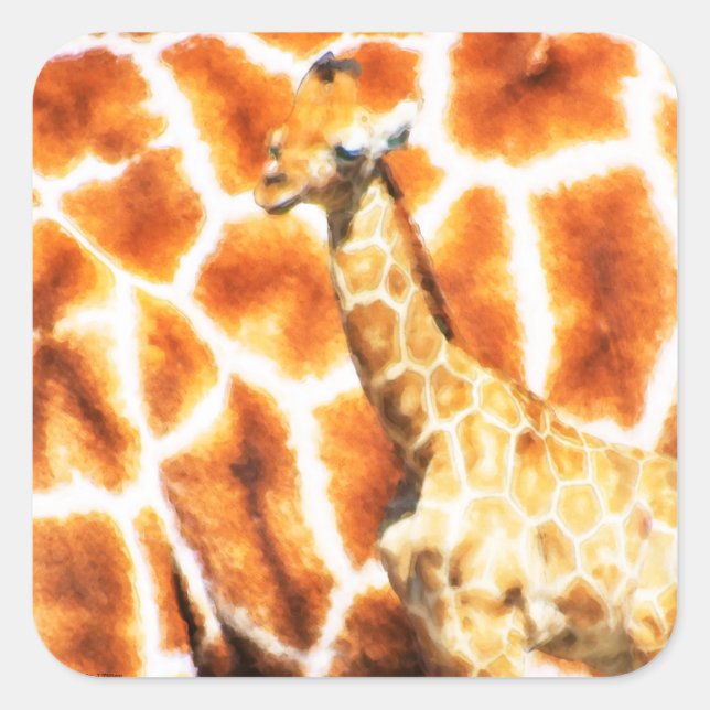 Baby Giraffe Square Sticker (Front)