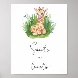 Baby Giraffe - sweets and treats baby shower Poster