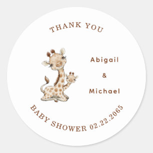 Baby Giraffe Thank You Classic Round Sticker