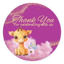 Baby Giraffe "Thank you" Sticker