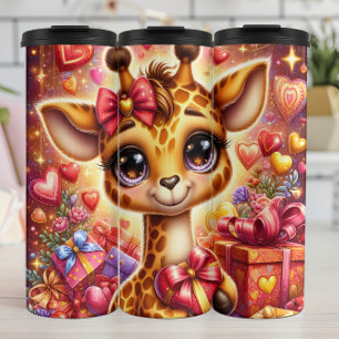 Baby Giraffe Valentine Gift Box Wrap Thermal Tumbler