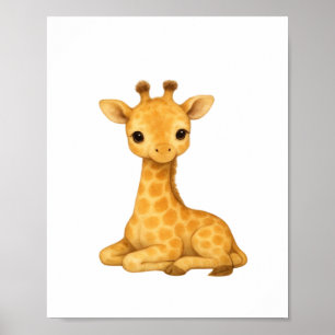Baby Giraffe Watercolor Print – Nursery Wall Art O