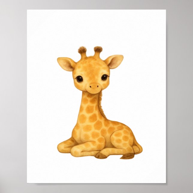 Baby Giraffe Watercolor Print – Nursery Wall Art O (Front)