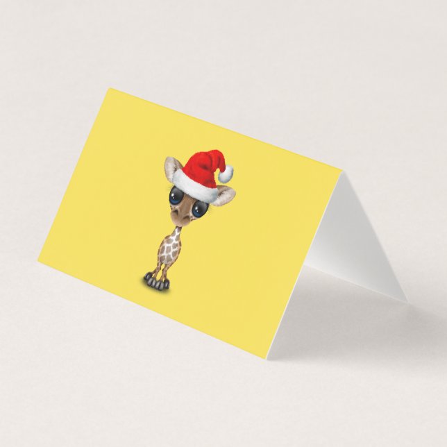 Baby Giraffe Wearing a Santa Hat (Front)