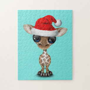 Baby Giraffe Wearing a Santa Hat Jigsaw Puzzle