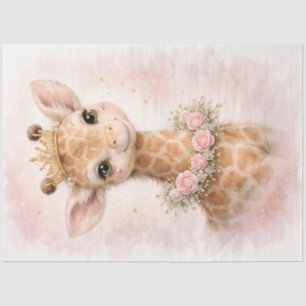 Baby Giraffe with Crown and Flowers Cute Animal  Tissue Paper