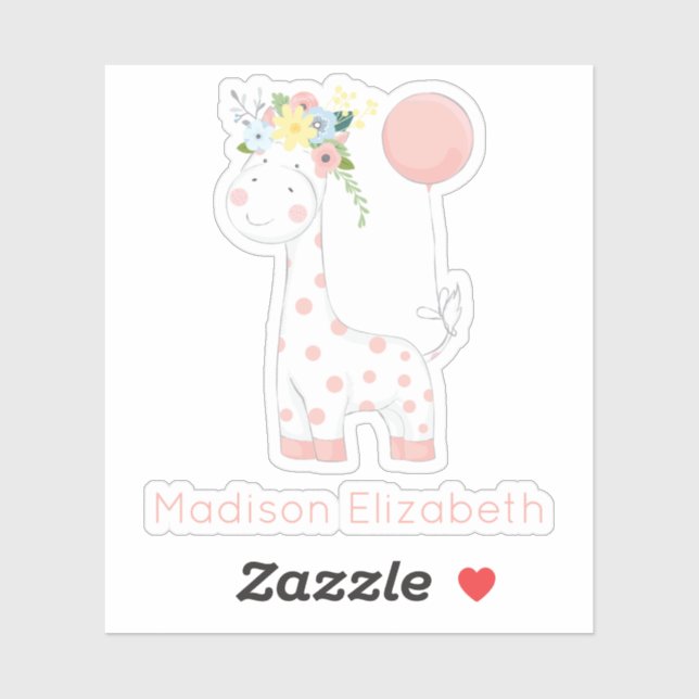 Baby Giraffe With Floral Crown Nursery Custom Name (Sheet)