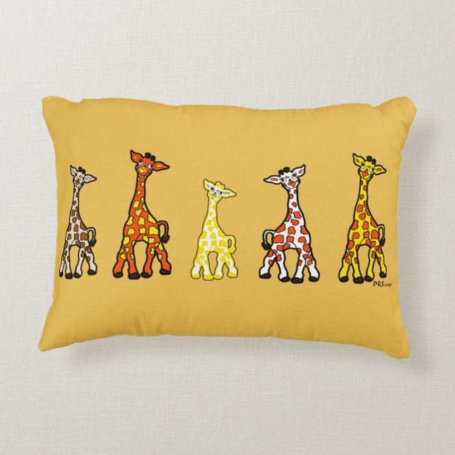 Baby Giraffes In A Row Accent Pillow (Back)