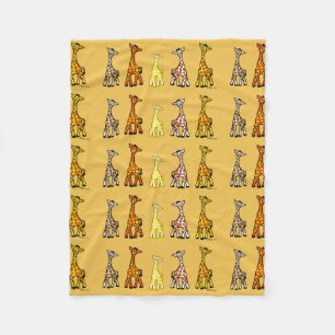 Baby Giraffes In A Row Fleece Blanket
