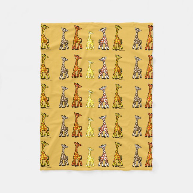 Baby Giraffes In A Row Fleece Blanket (Front)