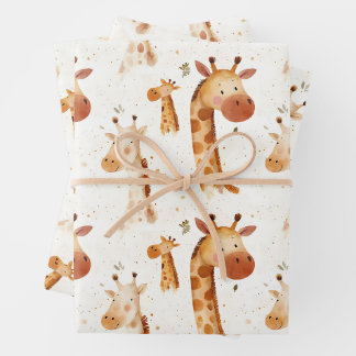 Baby Giraffes Wrapping Paper Sheet