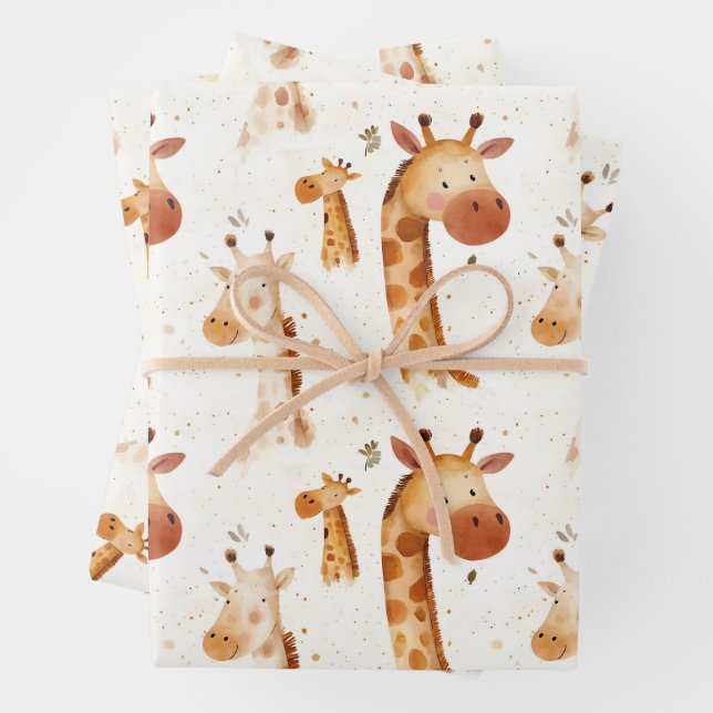 Baby Giraffes  Wrapping Paper Sheet (In situ)