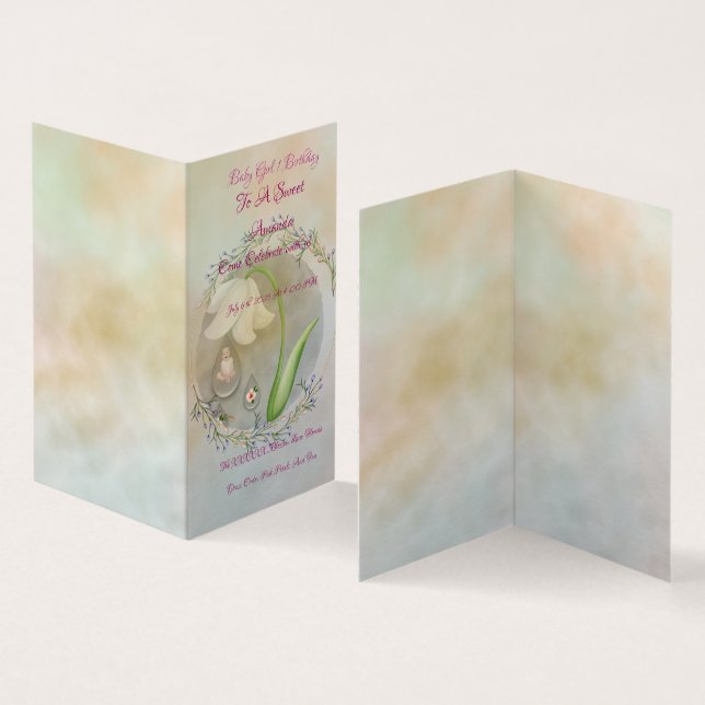 Baby Girl 1sr birthday Flat Card (Inside and Outside)