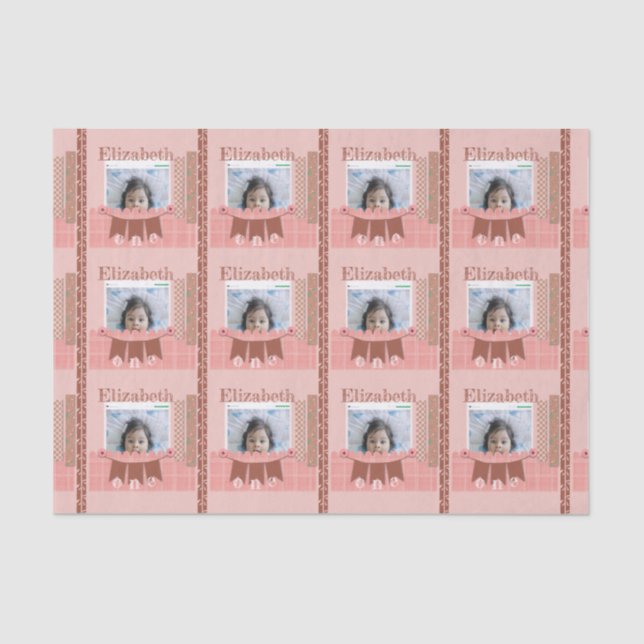 Baby Girl 1st Birthday Pink Scrapbook Tissue Paper (Front)