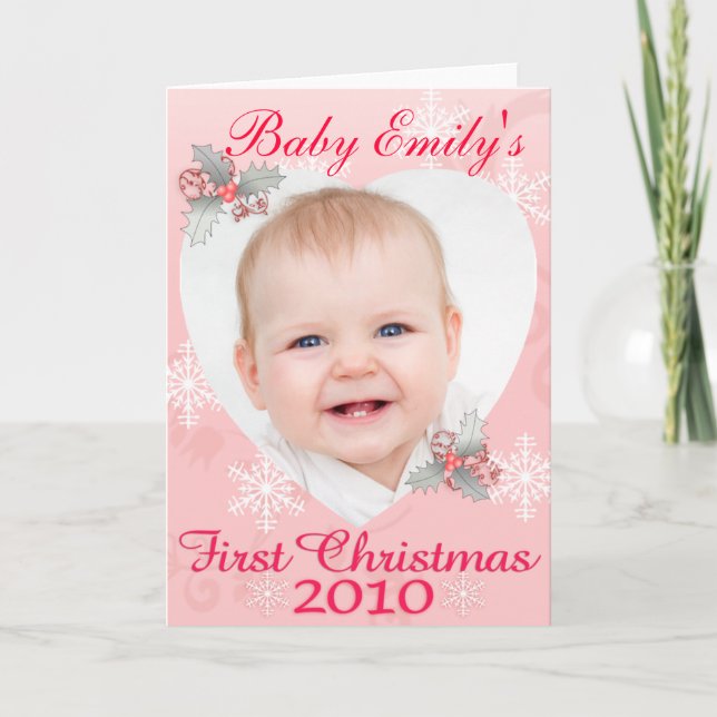 Baby Girl 1st Christmas Card (Front)