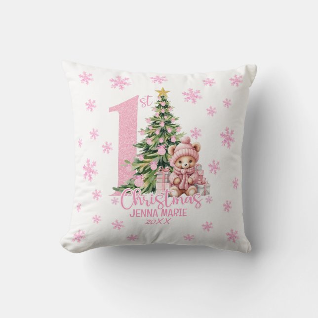 BABY GIRL 1ST CHRISTMAS  CUSHION (Front)
