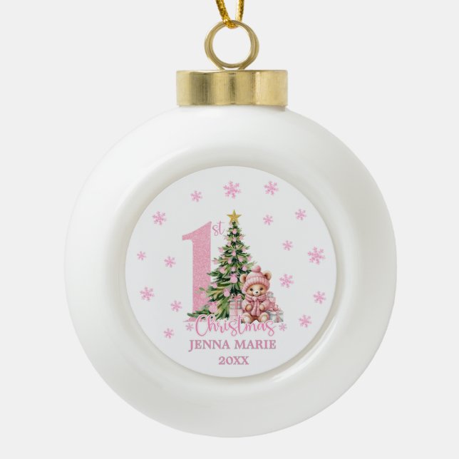 BABY GIRL 1ST CHRISTMAS Ornament (Front)