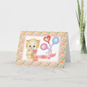 Baby - girl 1st Valentine's Day card. Holiday Card