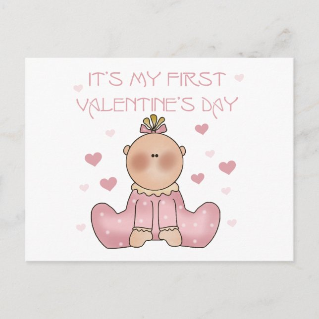 Baby Girl 1st Valentine's Day Holiday Postcard (Front)